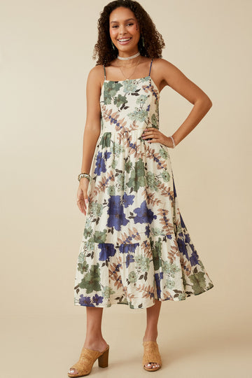 HY6730 Rust Mix Womens Floral Smocked Back Tank Dress Side